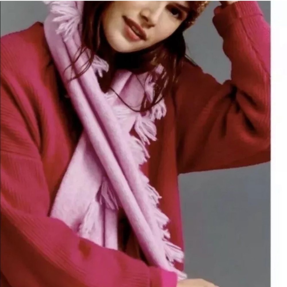Anthropologie Tasseled Triangle Scarf Pink